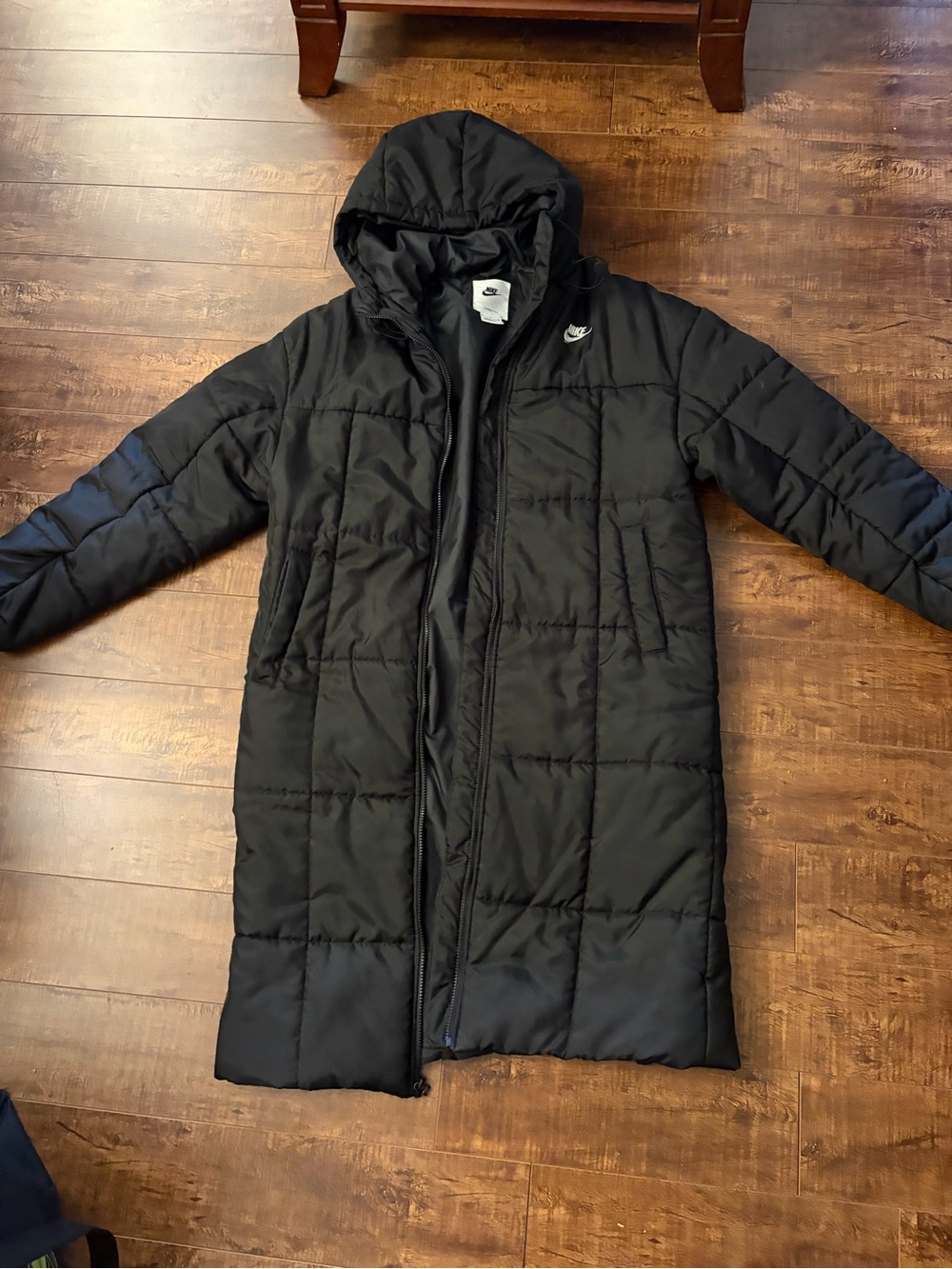 Nike Therma-Fit Women’s Black Hooded Long Puffer Jacket